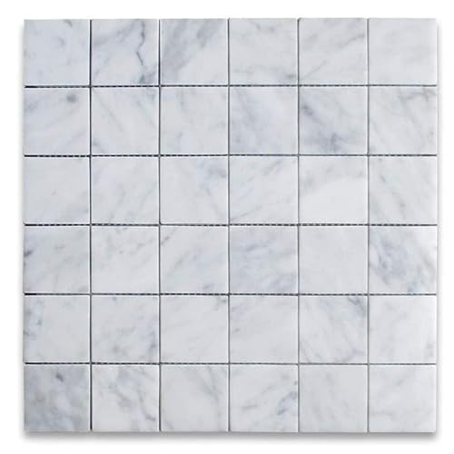 Tenedos Carrara White 2x2 Square Marble Mosaic Tile – Polished