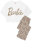 Barbie Pyjamas Womens Animal Print Logo Kumpelte T-Shirt Bottoms PJs