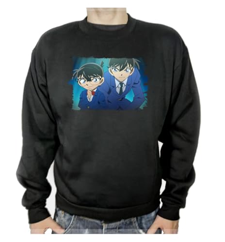 MERCHANDMANIA Sudadera Negra Detective Conan Anime Serie Personajes Adulto Poliester...