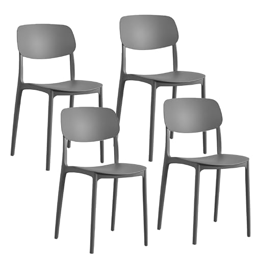 Baroni Home Lot de 4 chaises en plastique empilables, sans montage, faciles à nettoyer, avec...