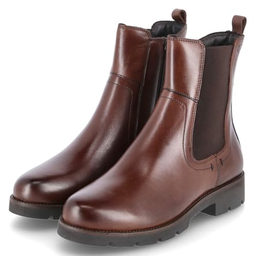 Tamaris Botines Chelsea para Mujer, Piel, Cómodos, Marrón, 38 EU