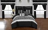 Chic Home Dinah 24 Piece Comforter Set, Queen, Black