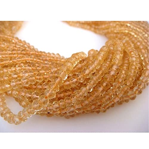 Citrine perles naturelles 3mm rondelles facettées lot de 5 rangs 14''