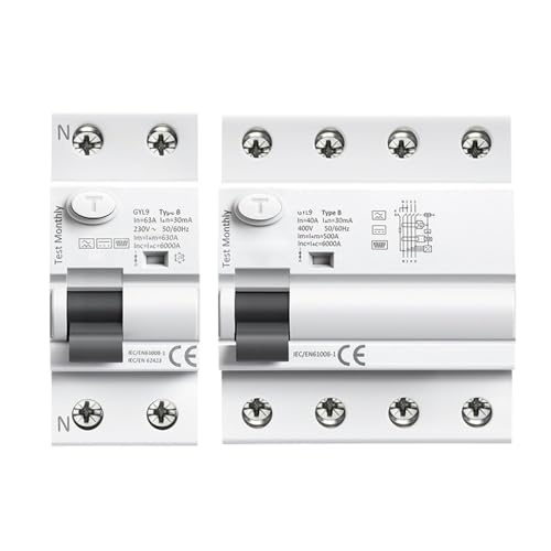 Disyuntor de fuga tipo B GYL9 de 2 polos y 63A para corriente continua