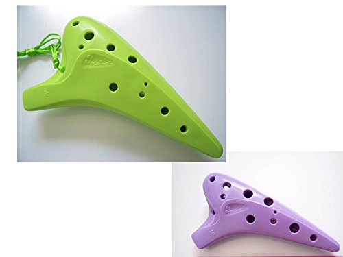 Focalink12 Holes Alto C Green + Soprano C ABS Resin (Sturdy & Durable) Ocarina. Easy to Learn, Good for Beginner (Green/Purple)