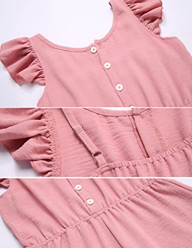 Hopeac Kids Romper Ruffle Adjustable Strapp Jumpsuit Button Summer Outfits Cute Clothes For Girls 8-9 Years Old #TOP5