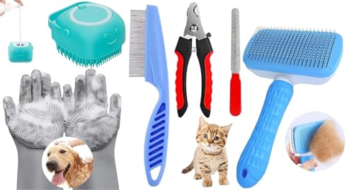 5 in 1 Pet Grooming Set – Bath Brush Steam Brush 3 in 1 Water Bru...
