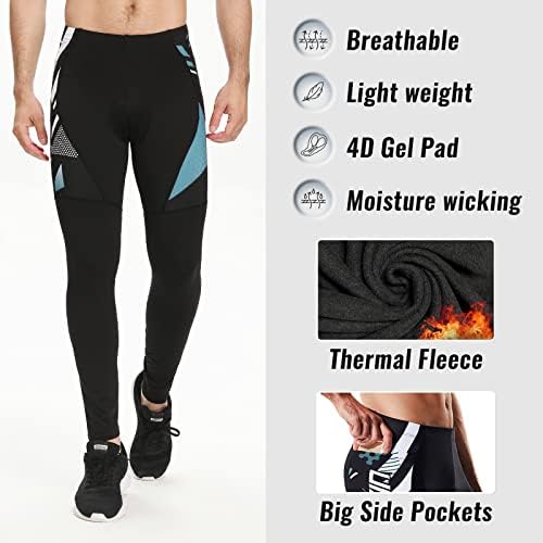 Mens Cycling Pants 4D Padded Road Bike Long Legging Tights with 3