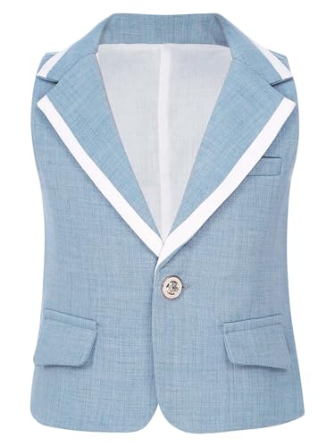JEYPINMI Kids Boys One Button Single Breasted Formal Suit Vest Top Dressy Waistcoat for Birthday Party Wedding