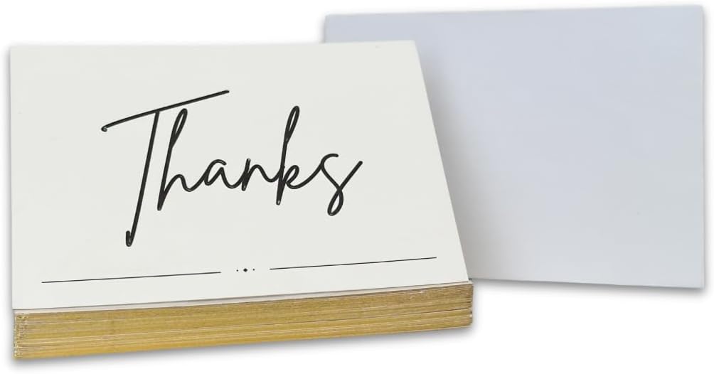 Thank You Cards with Gold Foil Edge, 30 Pack, 5x3.5 Inches - White Cards with Envelopes and Sealing Stickers, Unisex, Wedding Thank You Notes Baby Shower Bridal Shower Small Business Graduation - Image 9