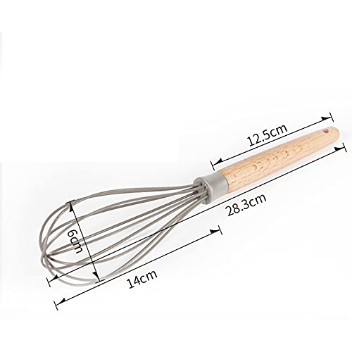 Batidor de huevos de silicona, mango de madera y revestimiento antiadherente de silicona, para el hogar, diseño de 10 líneas, batiendo uniformemente los huevos