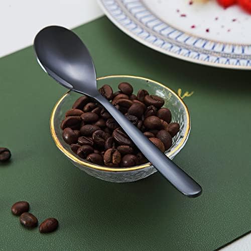 Czarne łyżeczki 6 sztuk, Kyraton 14 cm Stal nierdzewna Tytan Czarne łyżeczki do kawy Łyżki do espresso, Łyżeczki deserowe Łyżeczki do herbaty, Małe mini łyżki Zestaw na imprezy, Można