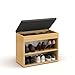 Produktbild KOMTO Schuhbank mit Sitzfläche - Schuhregal Bank mit Stauraum Buche 60 x 48 x 32 cm Kleiner Schuhschrank mit Sitzbank Flur Bank Garderobenbank Sofia