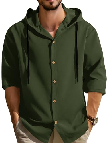 Image of Noble Monk Men's Solid Regular Fit Shirts| Shirt with Hood | Casual Wear for Men | Full Sleeve Shirt | Stylish Shirts for Men