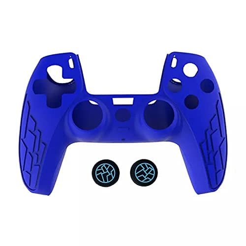 GET IN THE GAME Protective Skin for Playstation 5 Controllers with Grips, Silicon Case Cover Anti-Slip with 2pcs of Thumbstick Caps - Blue-image-48