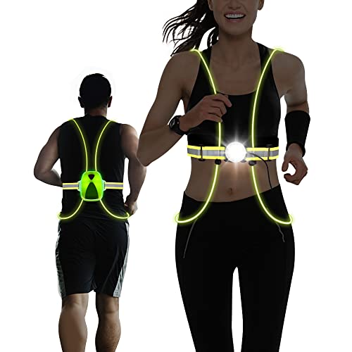 SUNRUI Running Light with LED Front Light, Running Lights for Runners, Multicolor Illuminated, Reflective Running Gear for Running or Cycling (Weatherproof)