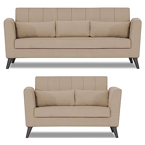 Image of Adorn India Daniel 3+2 5 Seater Sofa Set (Beige) (3 Year Warranty)
