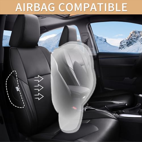 Image of IKABEVEM Custom Fit Seat Covers for Toyota Corolla 2023-2026 L, LE, Black | Full Set Seat Covers for Corolla L, LE, Premium faux Leather, Breathable, waterproof, scratch defense, Precision Fit