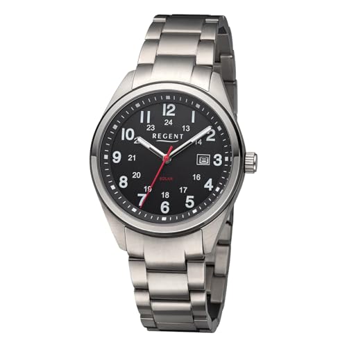 Regent Herrenuhr Solar Titan mit Gliederarmband Analog 10 ATM F-1537