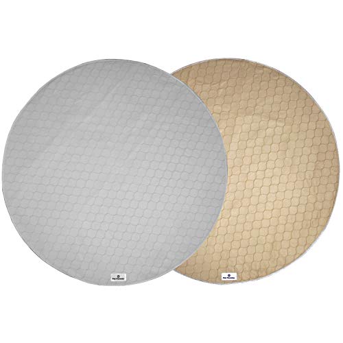 Pet Parents Washable Round Whelping Pads (2pack) of 48" Circle Premium Pee Pads for Dogs, Waterproof Dog Pee Pads, Circle Reusable Dog Training Pads, & Pet Pee Pads! Modern Puppy Pads! -1 Tan & 1 Grey