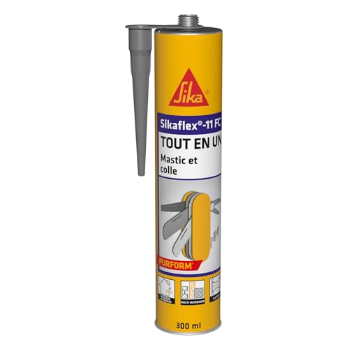SIKA - Mastic joint et colle multi-usages - Tout en un - Multisupports - Sikaflex 11 FC Purform Gris Béton - Intérieur et extérieur - Idéal travaux de...