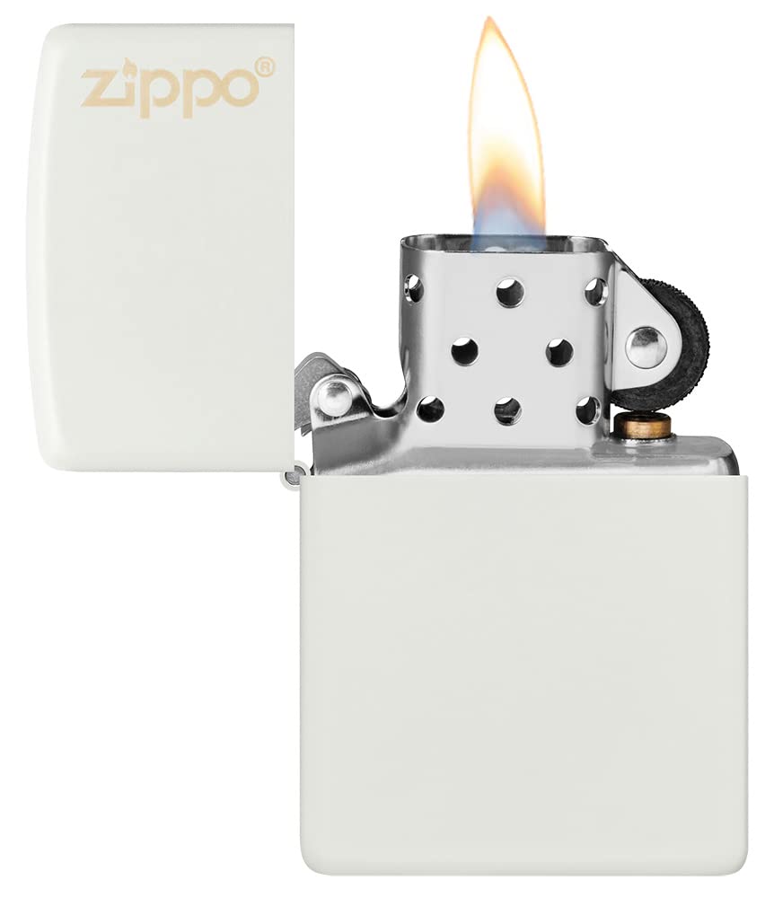 Zippo Accendino in metallo, bianco opaco, con logo, taglia unica