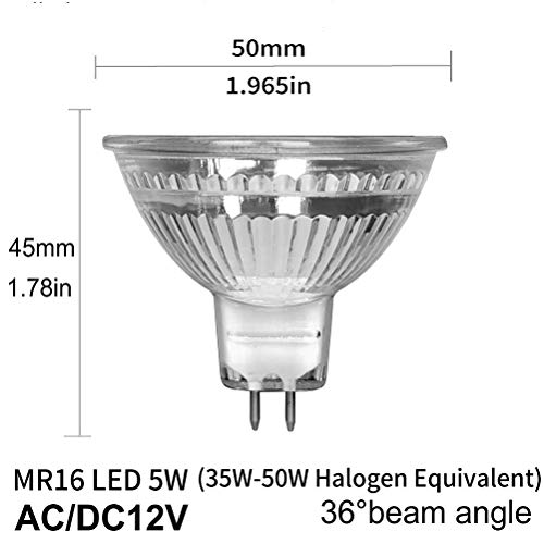 luckmax 5W MR16 12V LED Bulbs,Warm White 3000K,36° Narrow Beam Angle,GU5.3 LED Spotlight,Equivalent 50W Halogen,Track Light,Recessed Light - Image 2