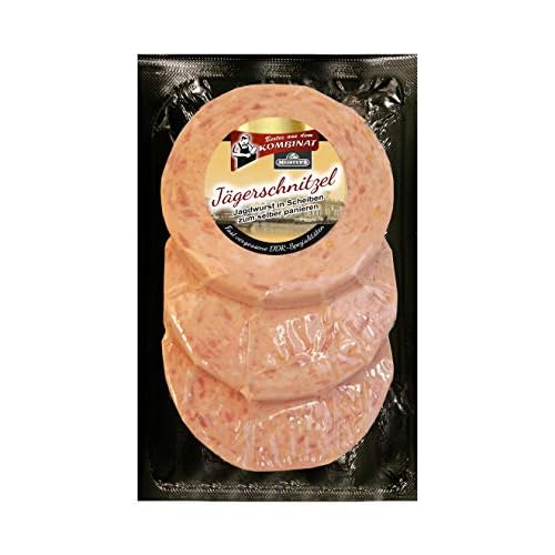 Jägerschnitzel frisch vom Metzger | DDR Wurstspezialität zum Braten und als Wurst zum Grillen | Jagdwurst als Schnitzel für Pfanne, Grill & Mikrowelle | 300g