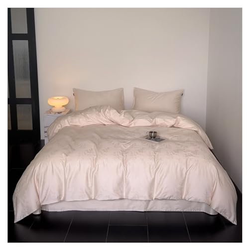 Bedding housse de couette jacquard fin coton rose lit double 2m