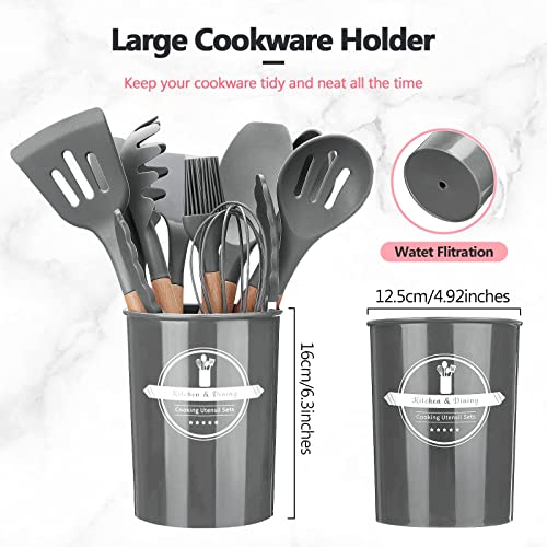 Utensilios-Cocina-de-Silicona-Comfook-Set-de-12-Juego-de-utensilios-de-cocina-de-silicona-Antiadherente-con-Mango-de-Madera-para-Utensiliosresistente-al-calorsin-BPA-antiaranazosgris-claro