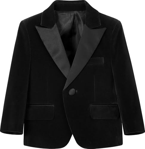 mintgreen - mintgreen Garçons Blazers, Enfants Mariage Velours Costume Tuxedo Blazer, Noir, 13-14 Ans, Étiquette 14
