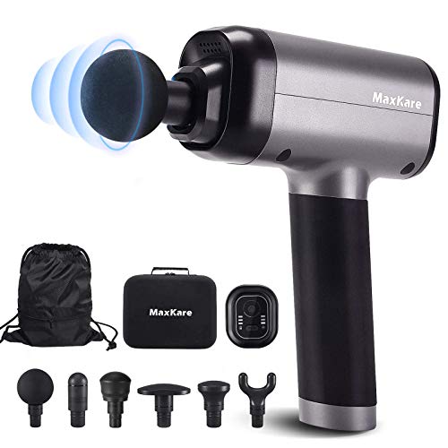 Maxkare Massage Gun for Athletes -Portable Professional Deep Tissue Muscle Relaxing Percussion Massager with 3 Massage Modes,5 Speeds High-Intensity,6 Heads,High Torque Brushless Motor Massage Gun