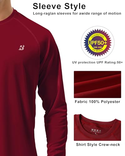 Image of Roadbox Mens UPF 50+ UV Sun Protection Shirts Outdoor Long Sleeve SPF Rash Guard for Fishing Hiking Swimming Running