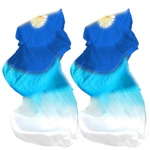 1 paire d'éventails de voile de soie dégradée pour danse du ventre, drapeaux longs et fluides de danse nationale chinoise pour danseuse, spectacle d'art, performance scolaire