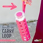 Ello Syndicate 20oz Reusable Glass Water Bottle with One-Touch Leak Proof Flip Lid and Protective Non-Slip Silicone Sleeve and Carry Loop for Coffee, Tea and Water, BPA-free Dishwasher Safe, Bold Blue - Image 4