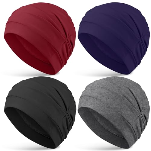 JenPen 4 Pcs Silk Satin Sleeping Bonnet Caps Women, Chemo