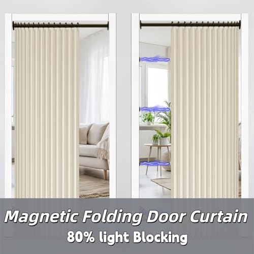 Rideau de porte pliant anti froid magnétique pour bloquer les courants d'air du balcon