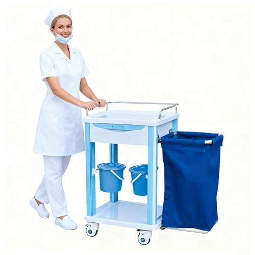 sunbiaouk - Chariot de rangement médical à roulettes, armoires pour matériel médical, chariot de laboratoire, roulettes silencieuses, poubelle, pour hôpital, clinique dentaire, maison(B)