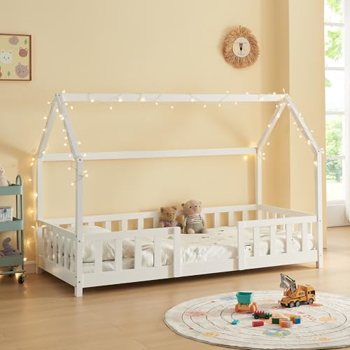 [en.casa] Kinderbett Sisimiut Hausbett Montessori 90 x 200 cm mit...