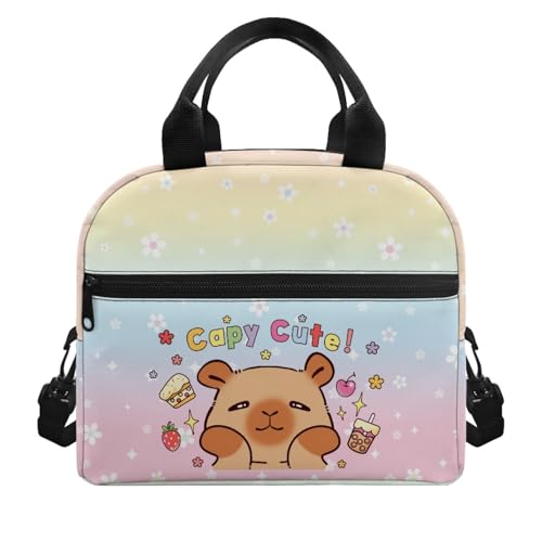 Guosanchn Capybara Lunch Bag for Girls Back to School Supplies Kids Lunch Box 4-6 6-8 Years Old Picnic Organizer Storage Pouch for Lunchbox