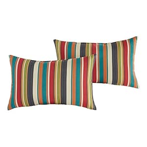 Greendale home fashions outdoor rectangle throw pillow set of 2 adobe stripe 2 count  urban country home decor