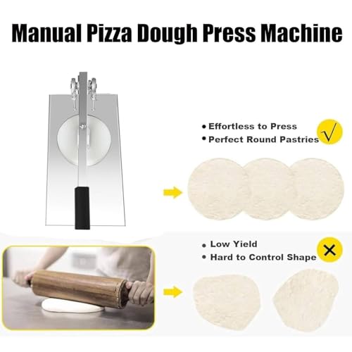 Sfogliatrice manuale per impasti e crosta di pizza, 18 cm, pressa manuale per pizza per casa e pizzerie, perfetta per negozi di torte, facile da usare, durevole e versatile