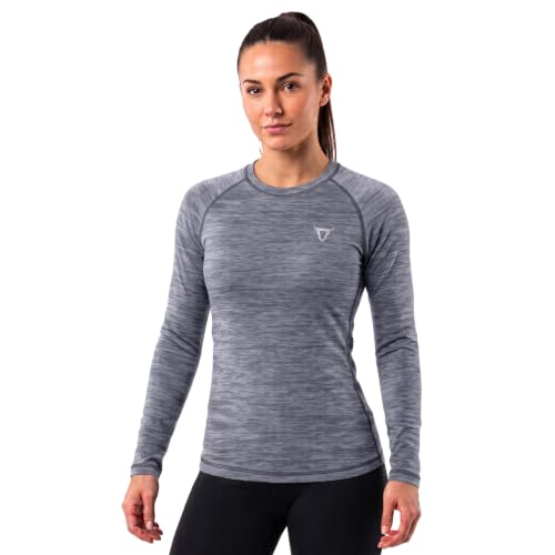 Image of Women's Long Sleeve Quick Dry Fit Active T-Shirts Moisture Wicking Athletic Round Neck Gym Tee Exercise Yoga Ladies Tops (UK, Alpha, S, Regular, Regular, M.Grey)