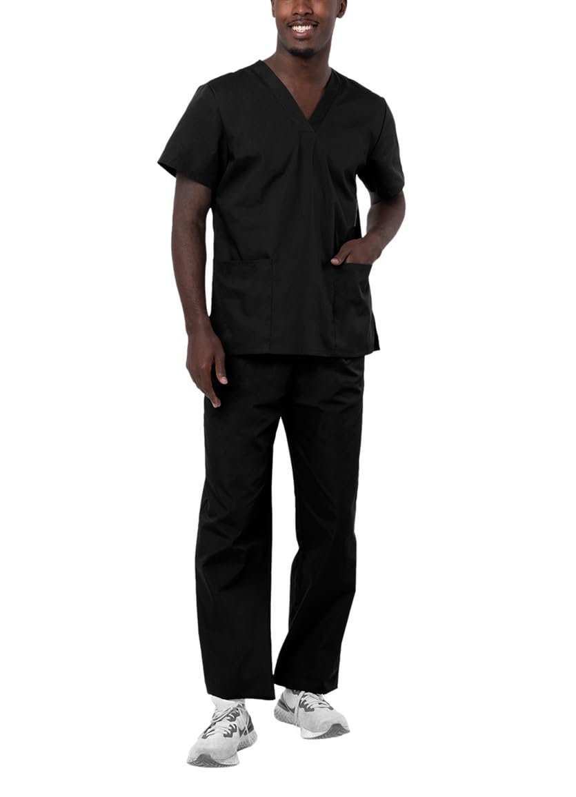 Adar Uniforms Men's 701blks Medical Scrubs, Black, S UK