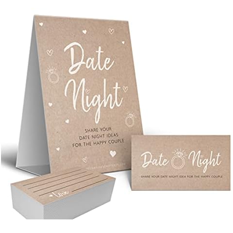 Kraft Rustic Date Night Game Sign and Cards Great For Bridal Showers and Weddings Cover