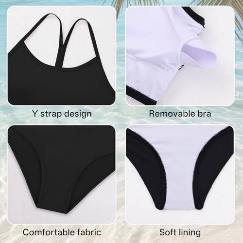 Image of Weixinbuy Girls Swimsuits Bikini Set Kids Bathing Suit Bikini Top Bottom 2Pcs Teen Girls' Swimwear Set