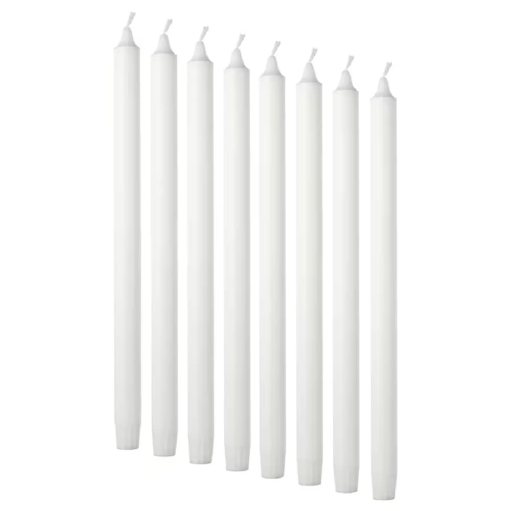 35cm Bulk Unscented Natural Stearin Candles - Pack of 8 Pillar Candles with 12 Hours Long Burning Time