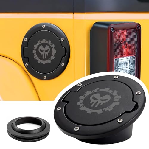 BANHAO Gas Cap Cover for Jeep Wrangler 2007-2018 JK Unlimited Rubicon Sahara, Jk Wrangler Fuel Door Locking Banhao Gas Tank Door Gas Cap Rplacement