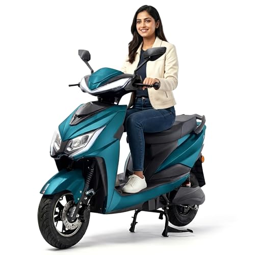 Image of Ryoto Electric Scooter Non RTO Lithium-ion, Top Speed: Approx. 25-30 km /h, Range (Mileage): Approx. 70-90 km per Charge, Waterproof Electrical Bike Scooty (Teal Blue)