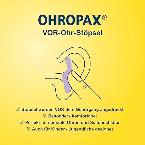 OHROPAX Classic Ohrstöpsel – VOR-Ohr-Stöpsel zum Schutz vor Lärm, Nässe und Wind – aus formbarem, anschmiegsamen Wachs – bequem und für alle Ohren geeignet – Schalldämmwert SNR 21 dB – 4 Stück